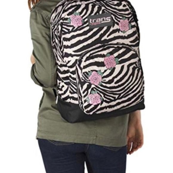 Jansport Bags Trans By Jansport Backpack Zebra With Roses Poshmark